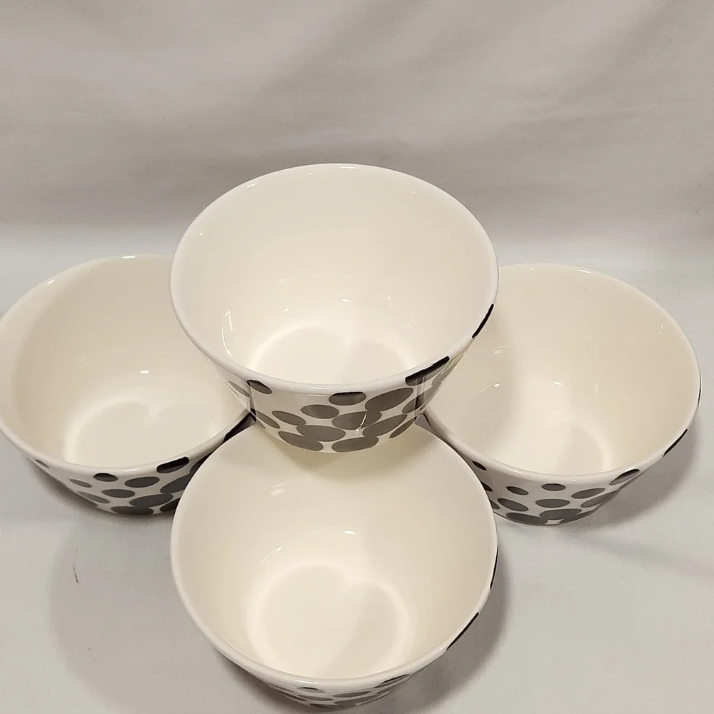 LOT‎ OF 4 Pier 1 KATE Polka Dots ~ Bowls ~ Portugal ~ NEW/NWT Discontinued